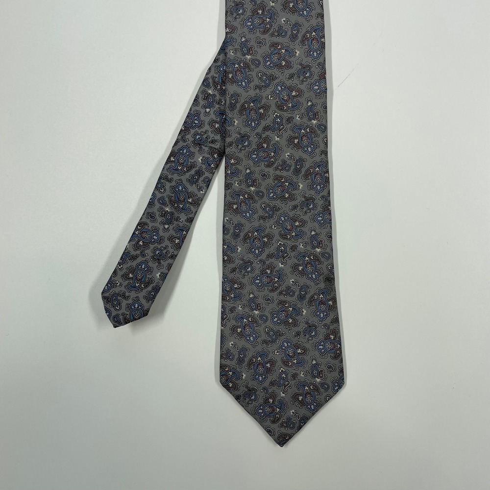 Westbury Collection Gray Paisley Italian Silk Tie Mens OS